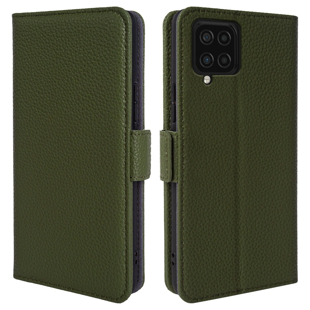 For Samsung Galaxy F22 Fall Proof Genuine Cow Leather Stand Cover Litchi Texture Wallet Phone Case For Samsung Galaxy F22 Fall Proof Genuine Cow Leather Stand Cover Litchi Texture Wallet Phone Case